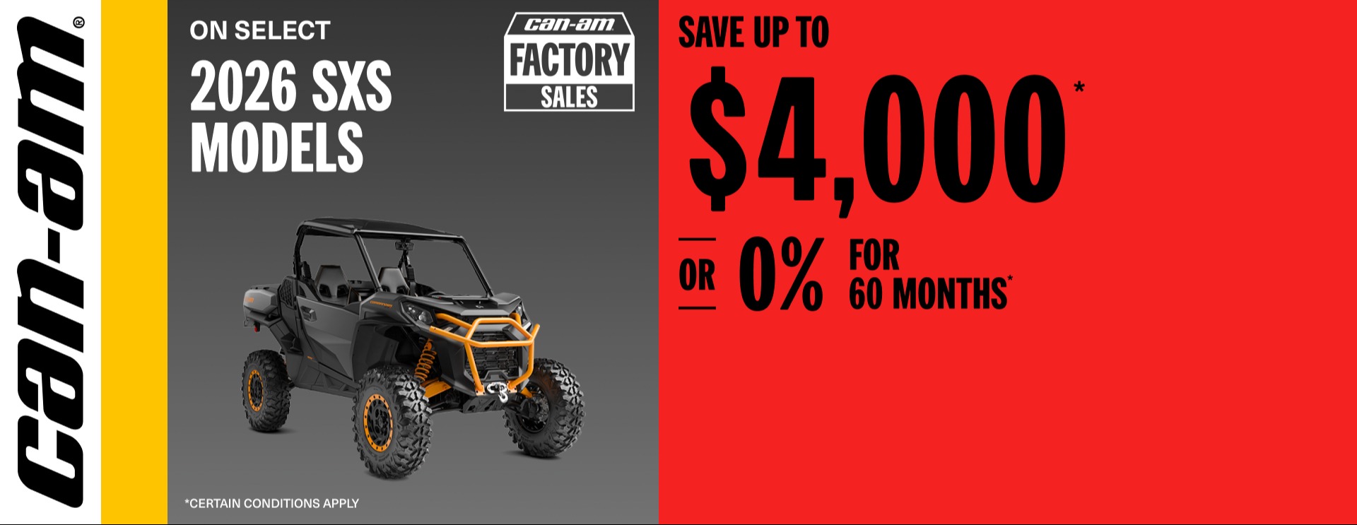 Read more about the article Can-Am Save up to $4,000 or 0% for 60 months