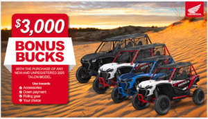 Read more about the article Honda – $3,000 Bonus Bucks on Talon models