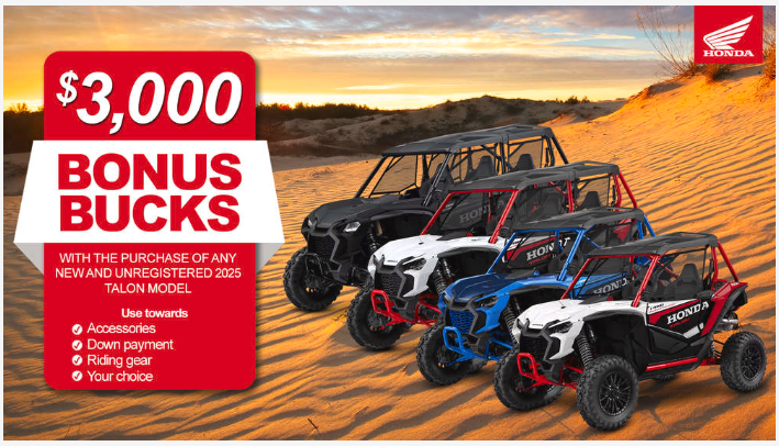 Read more about the article Honda – $3,000 Bonus Bucks on Talon models