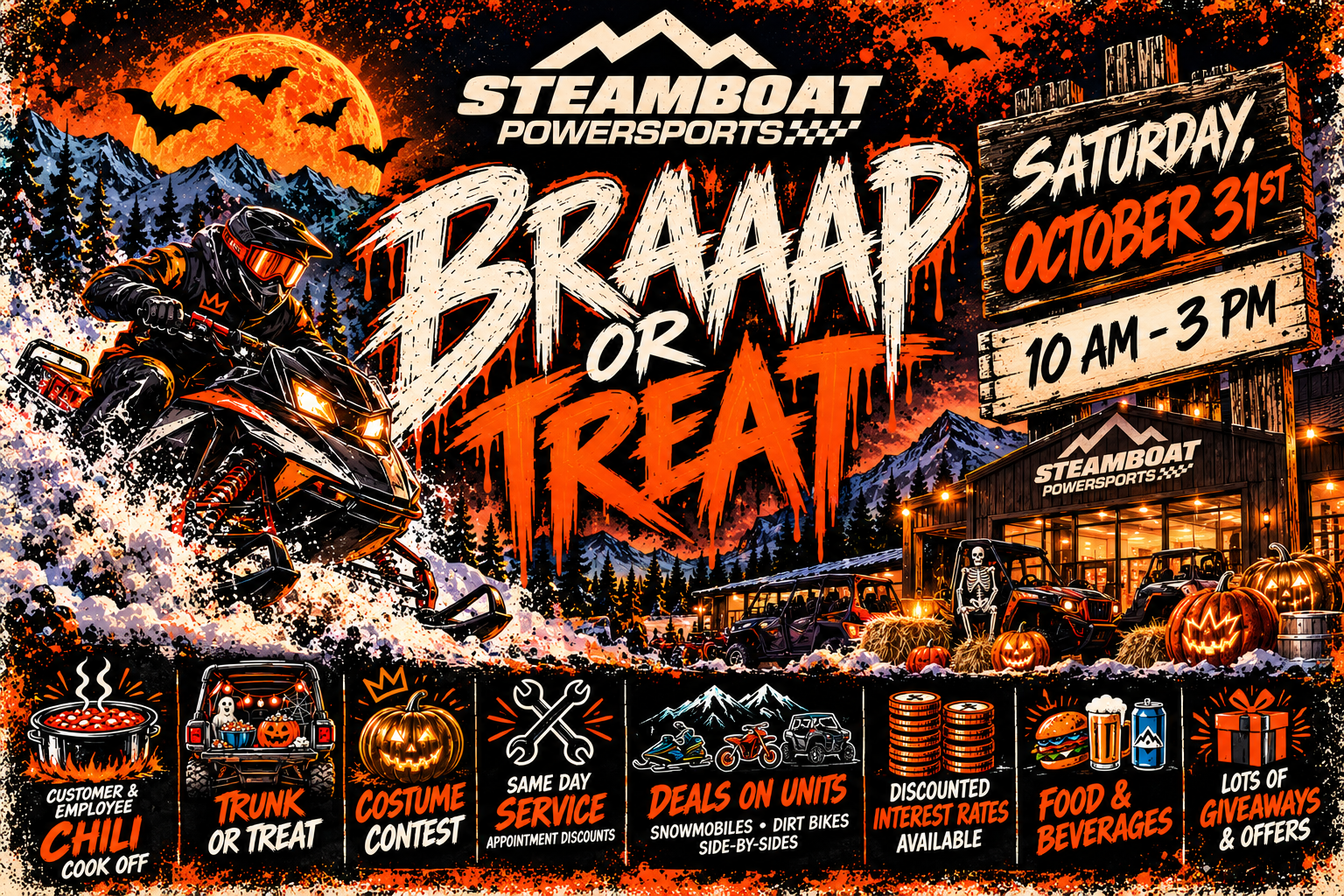 Braaap or Treat – Save the Date, Saturday October 31st at Steamboat Powersports